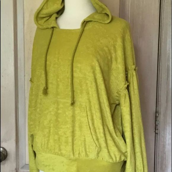 Free People Sweatshirt Hooded Terrycloth Pocket Xs - Picture 1 of 5